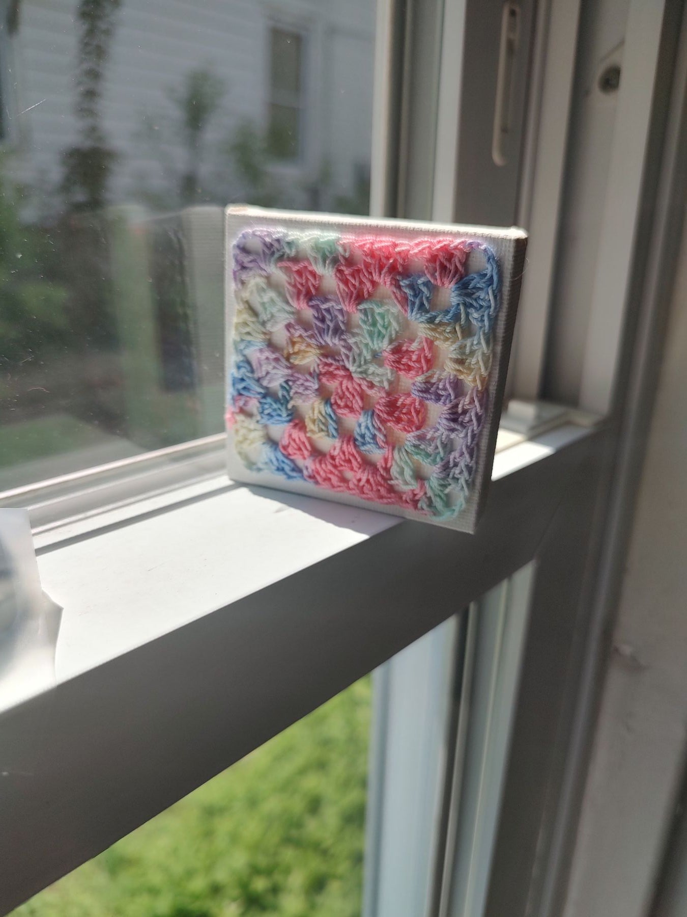 Spring Granny Stitch Square Crochet on Mini Canvas 