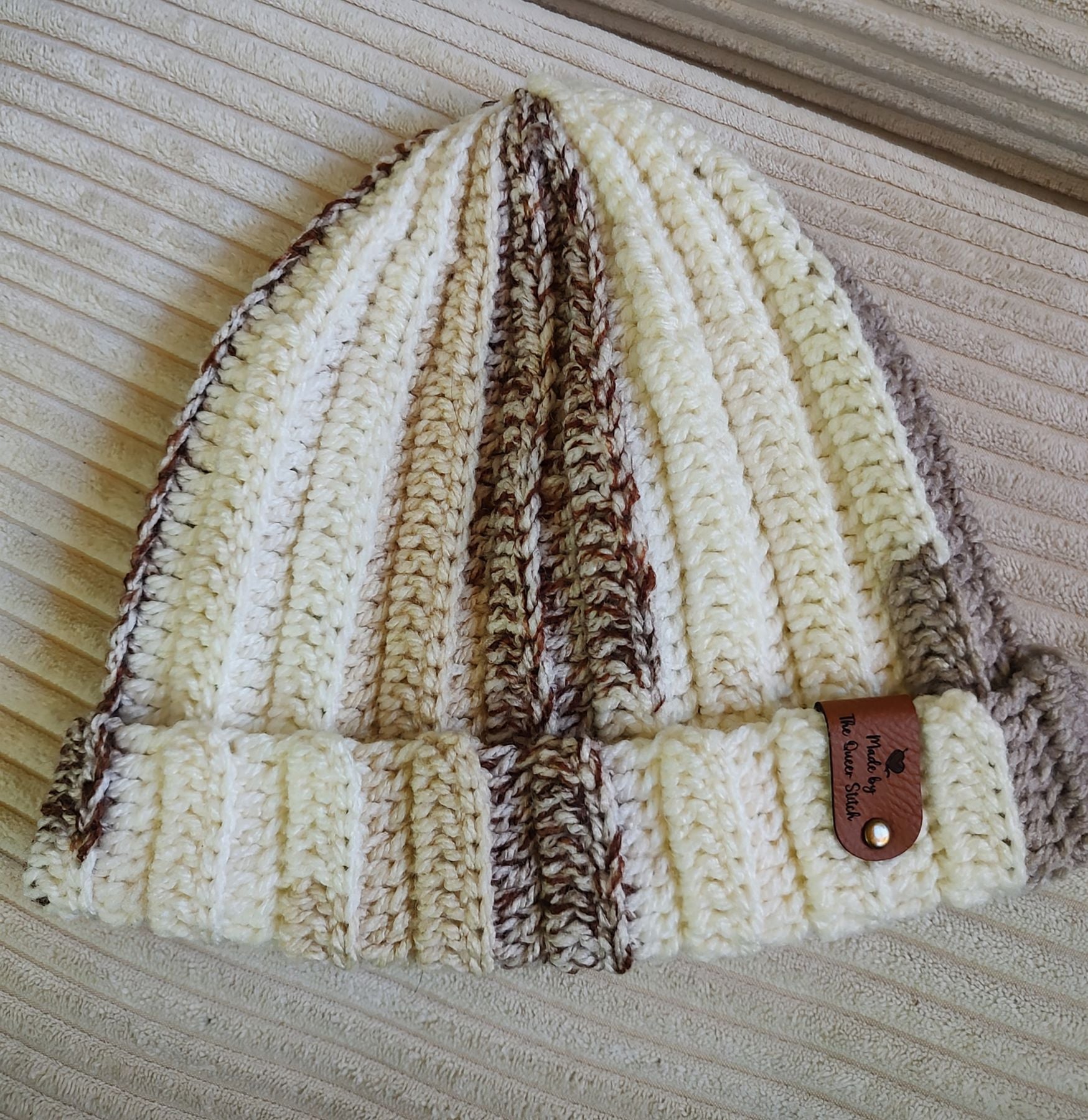 Brown and cream tones skullcap hat
