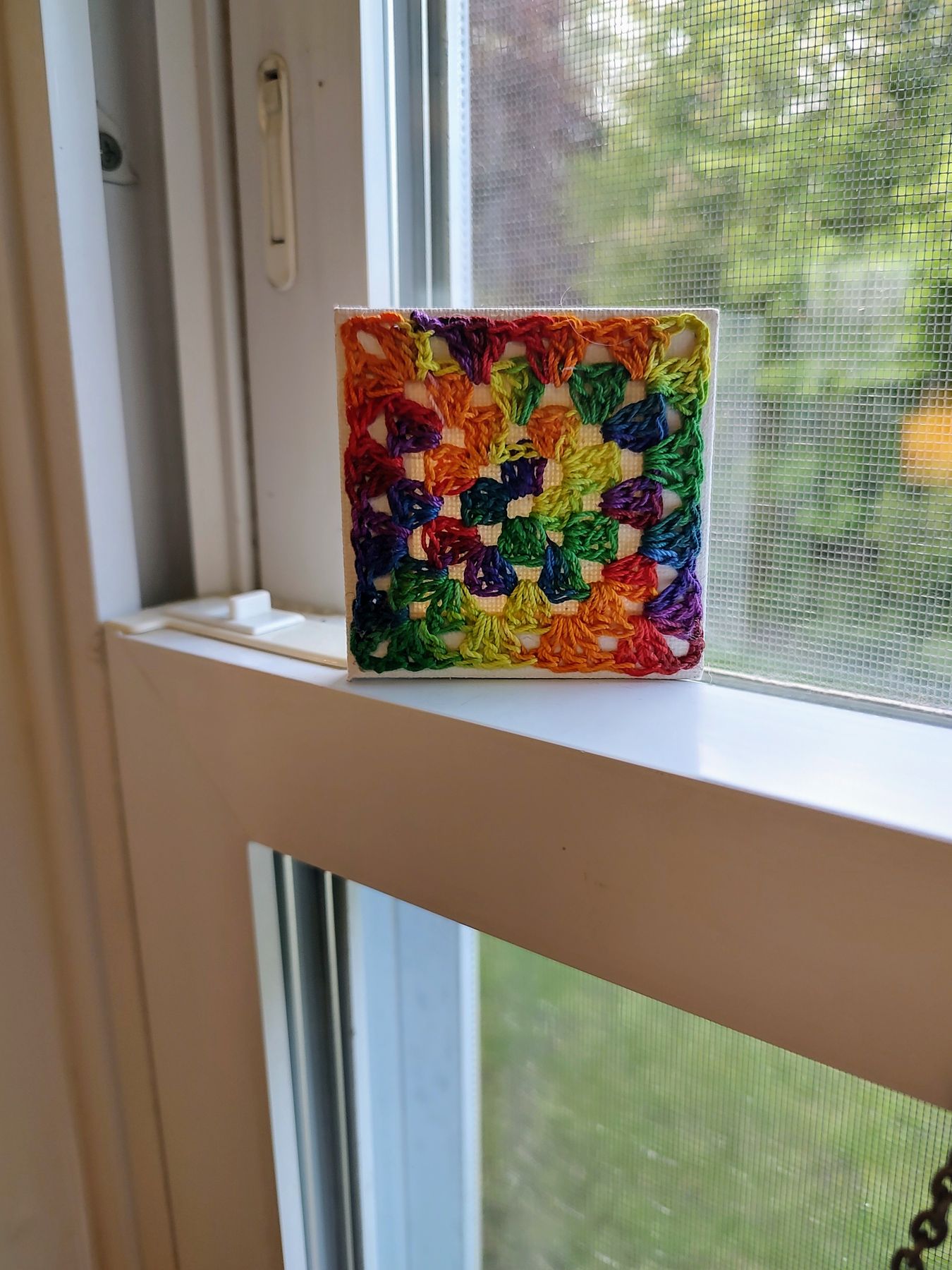 Rainbow Granny Stitch Square Crochet Mini Canvas 