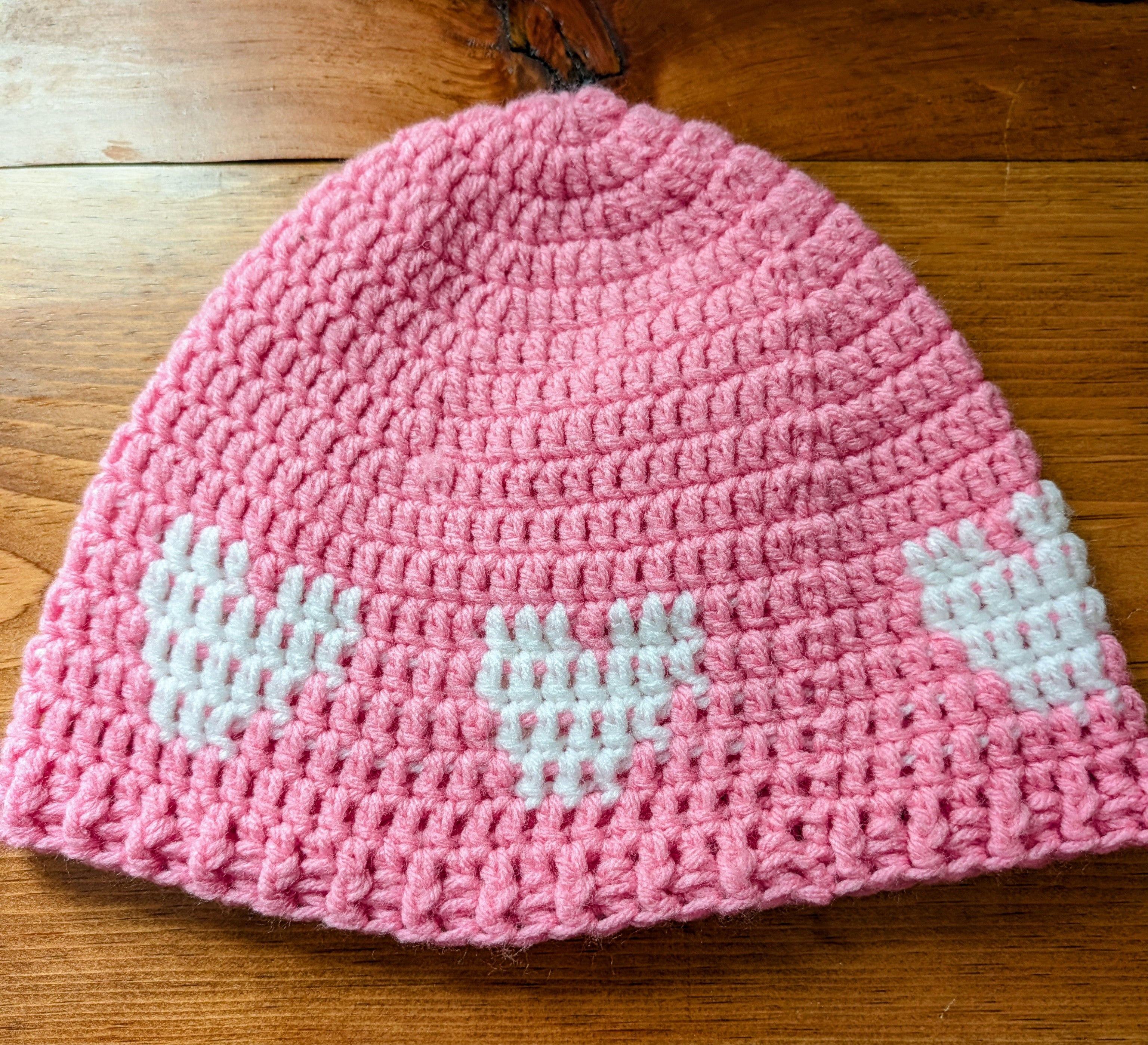 Hearts Beanie Pink/White